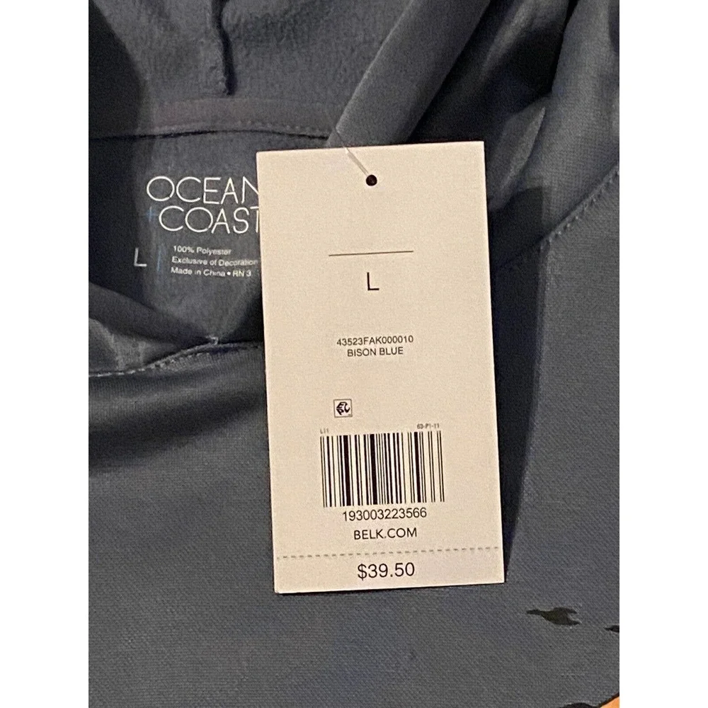 Ocean + Coast Mens Size L Bison Blue Hunting Scene Pullover Hoodie NWT - Picture 3 of 15